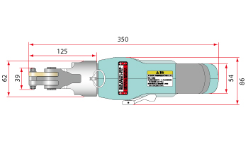 size diagram of cordless wire rope cutter